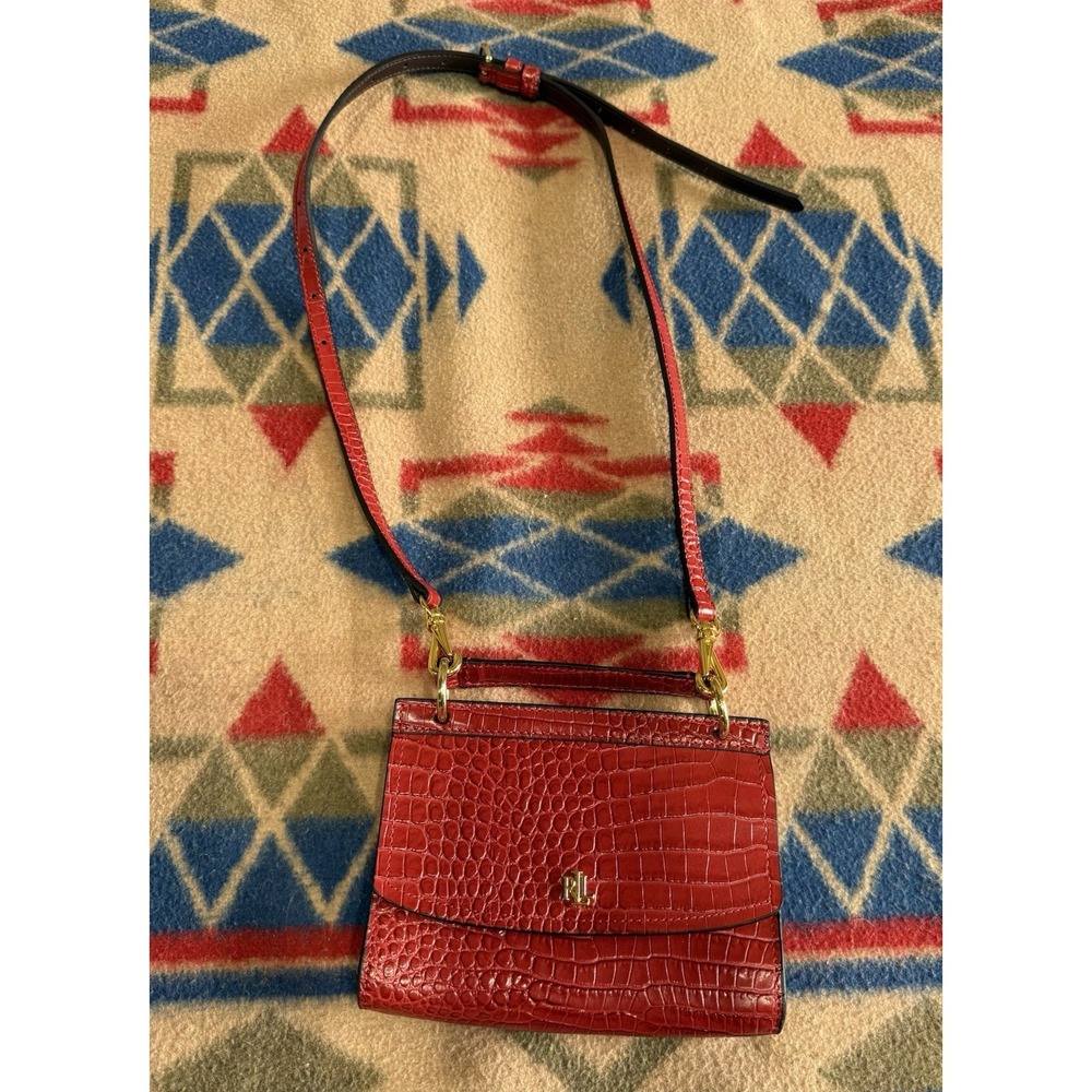 Lauren Ralph Lauren Fall 19‎ Leather Handbag Red Croc-Embossed